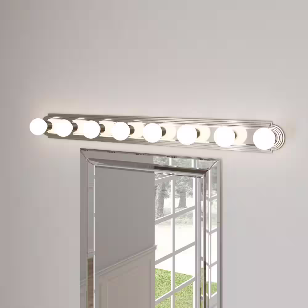 SATCO Nuvo 48 in. 8-Light Brushed Nickel Vanity Light with No Shade