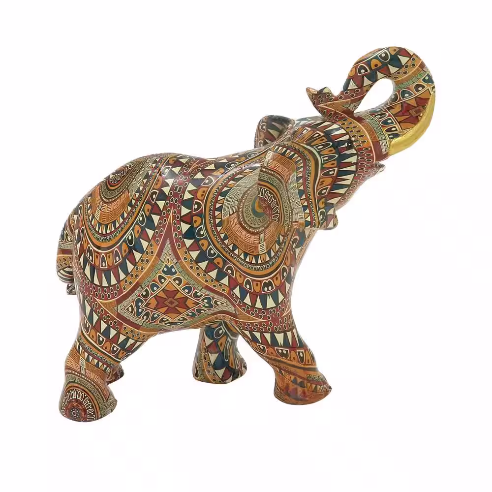 Litton Lane Multi Colored Polystone Elephant Sculpture