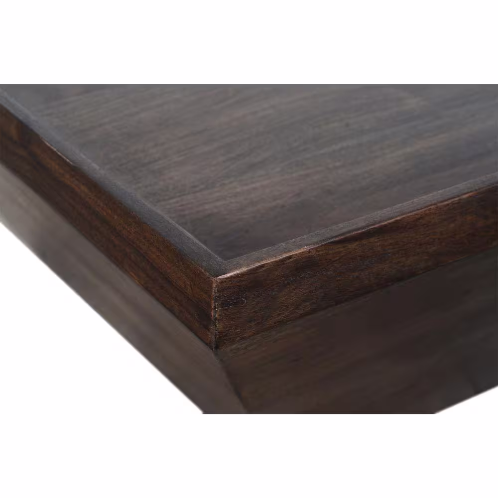THE URBAN PORT 36 in. Brown Medium Square Wood Coffee Table with Trapezoid Base