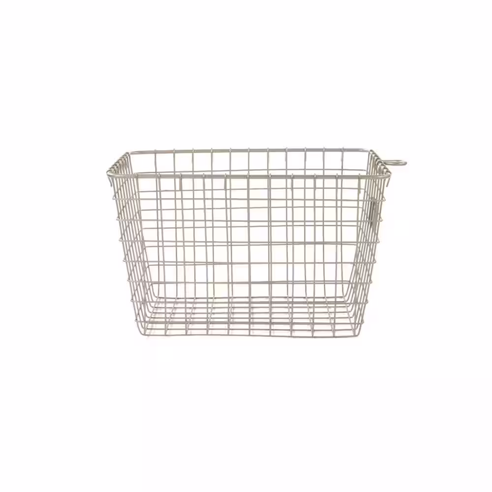 Spectrum 8.875 in. W x 12.875 in. D x 8 in. H Small Storage Basket in Satin Nickel Powder Coat