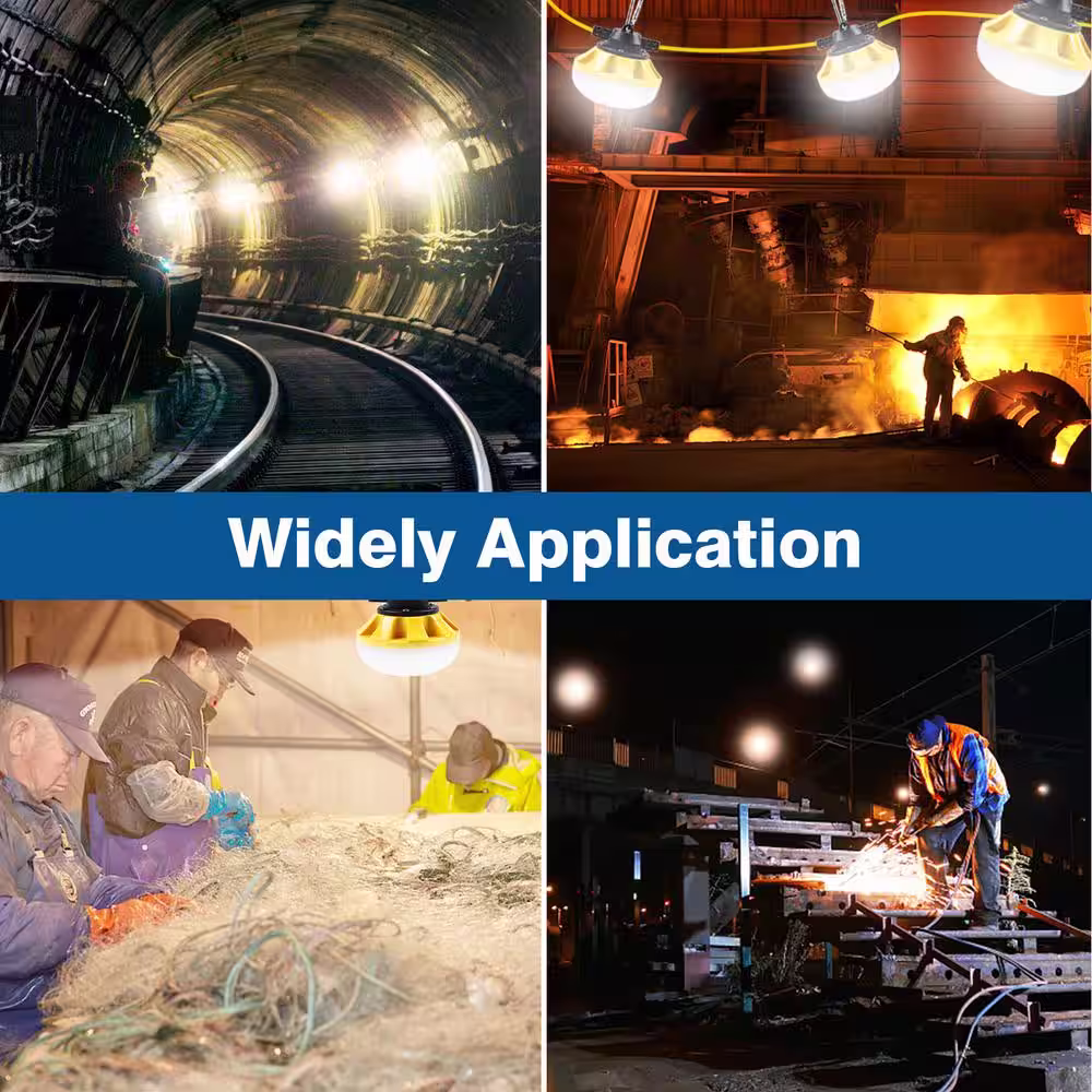 AVATAR CONTROLS 50 ft. 50-Watt Plug-in IP65 Waterproof Temporary Work Light with 5 Integrated LED Lights Included