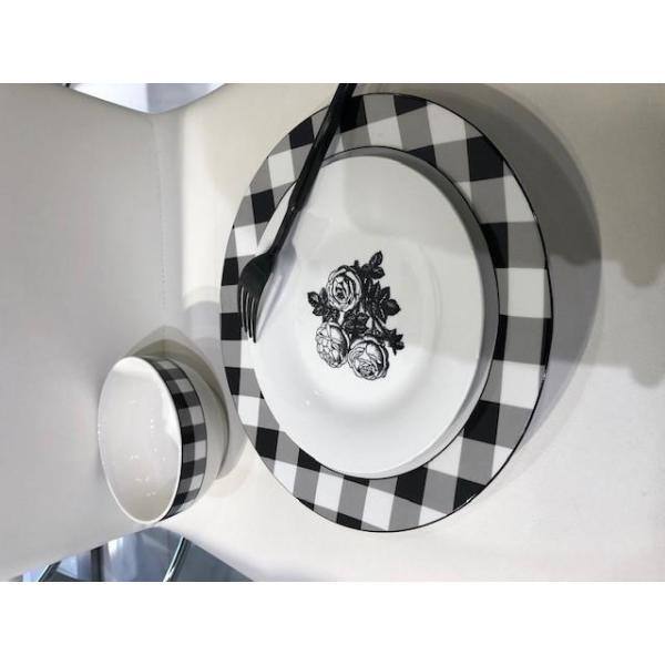 Godinger 12-Piece Damier White and Black Porcelain Dinnerware Set (Service for 4)