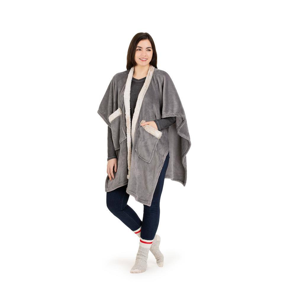 None Grey Solid Color Polyester Throw Blanket