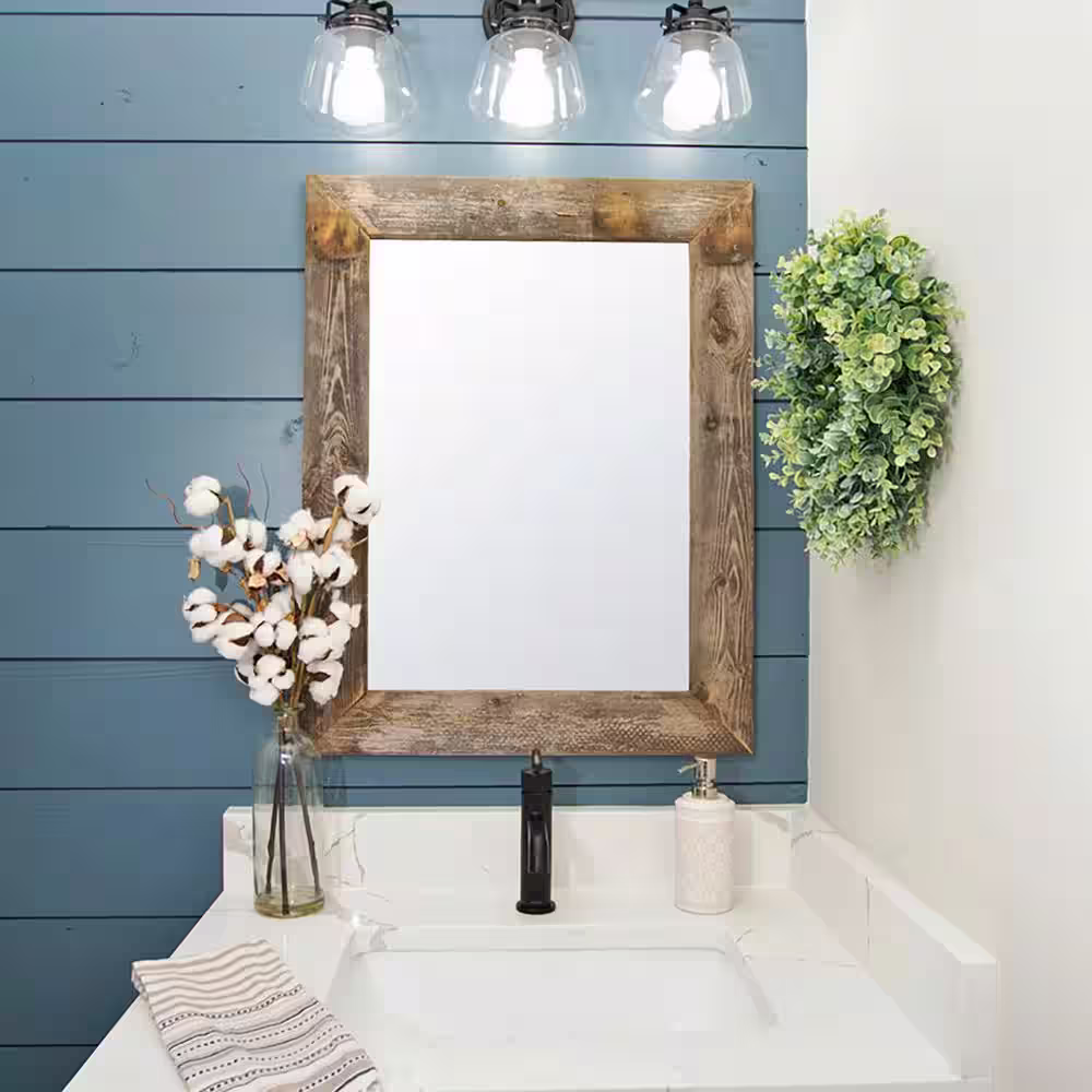 TRINITY 24 in. W x 31 in. H Barnwood Mirror Natural