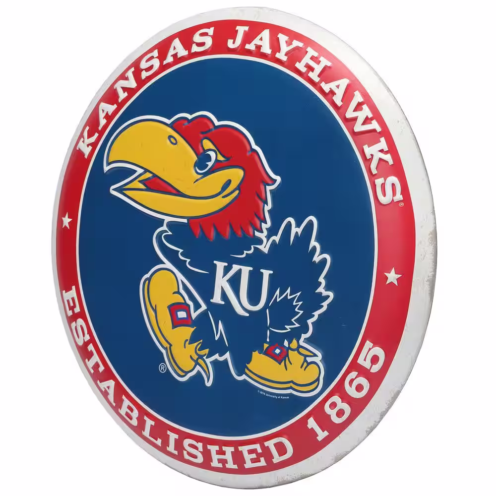 Open Road Brands KU Jayhawks Established Embossed Tin Button