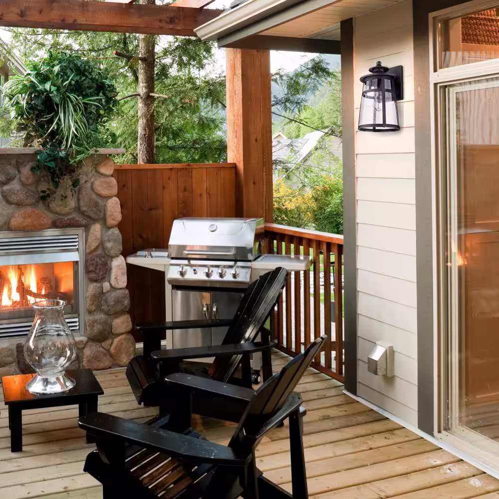 Globe Electric Ezekiel Bronze Rustic Farmhouse Indoor/Outdoor 1-Light Wall Sconce