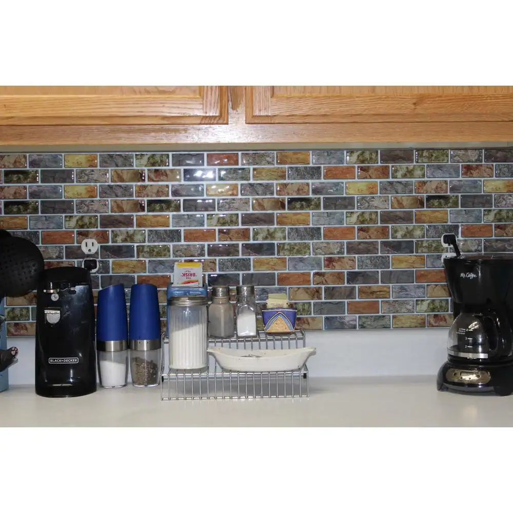 Art3d Brick Teal Marble 12 in. x 12 in. Vinyl Peel and Stick Tile Selfadhesive Kitchen Backsplash (10 sq.ft./case)