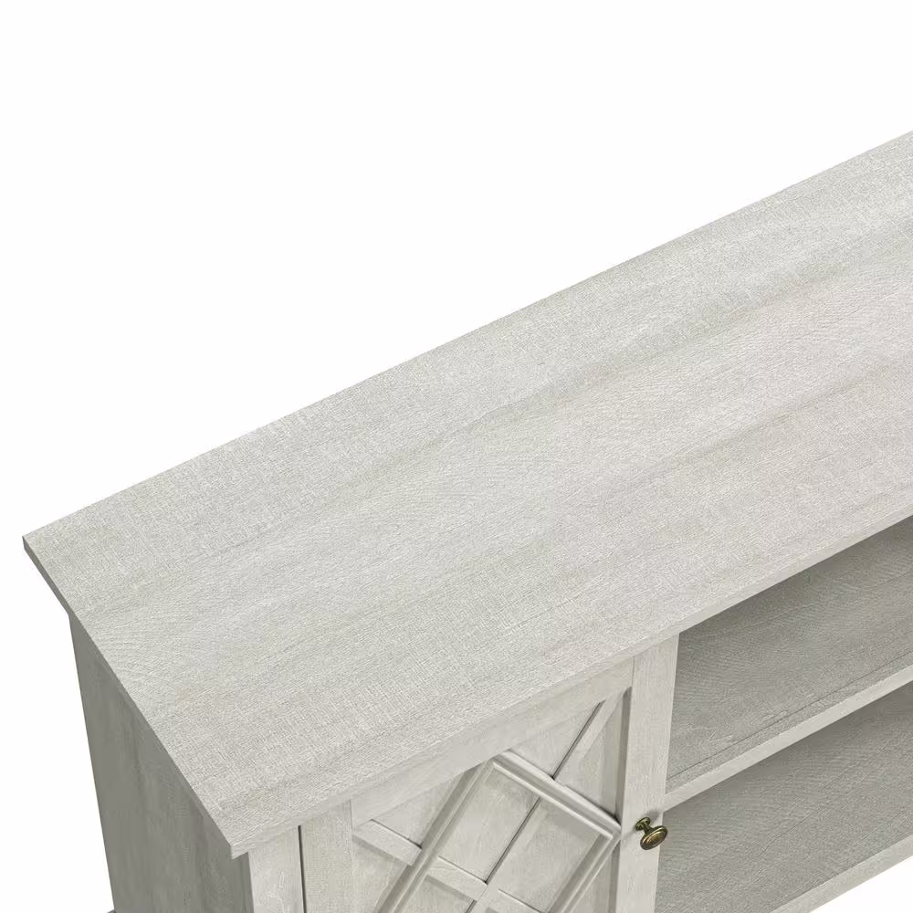 None 70 in. Farmhouse Style Off White TV Stand Fits TVs Up To 78 in. with Open Shelves