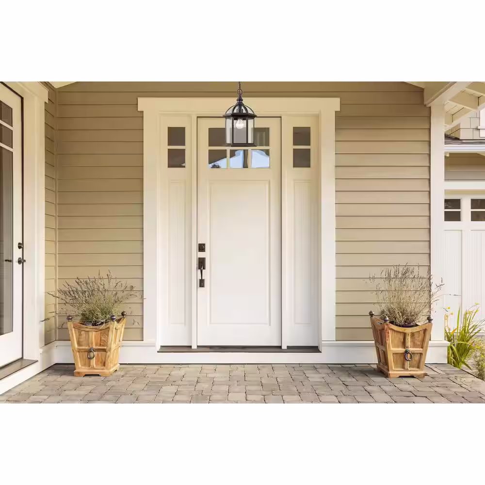 Bel Air Lighting Wentworth 1-Light Rust Hanging Outdoor Pendant Light Fixture with Clear Glass