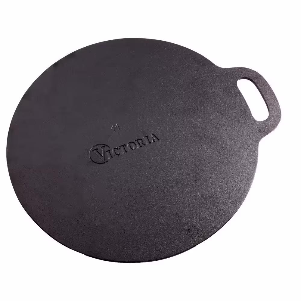 Victoria 15 in. Black Cast Iron Tawa Budare Comal Skillet Seasoned