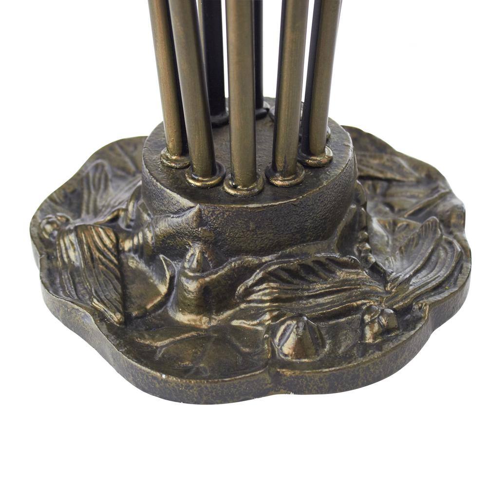 River of Goods Flora 21 in. Brushed Bronze Metal Table Lamp with Brown Glass Bell Shades