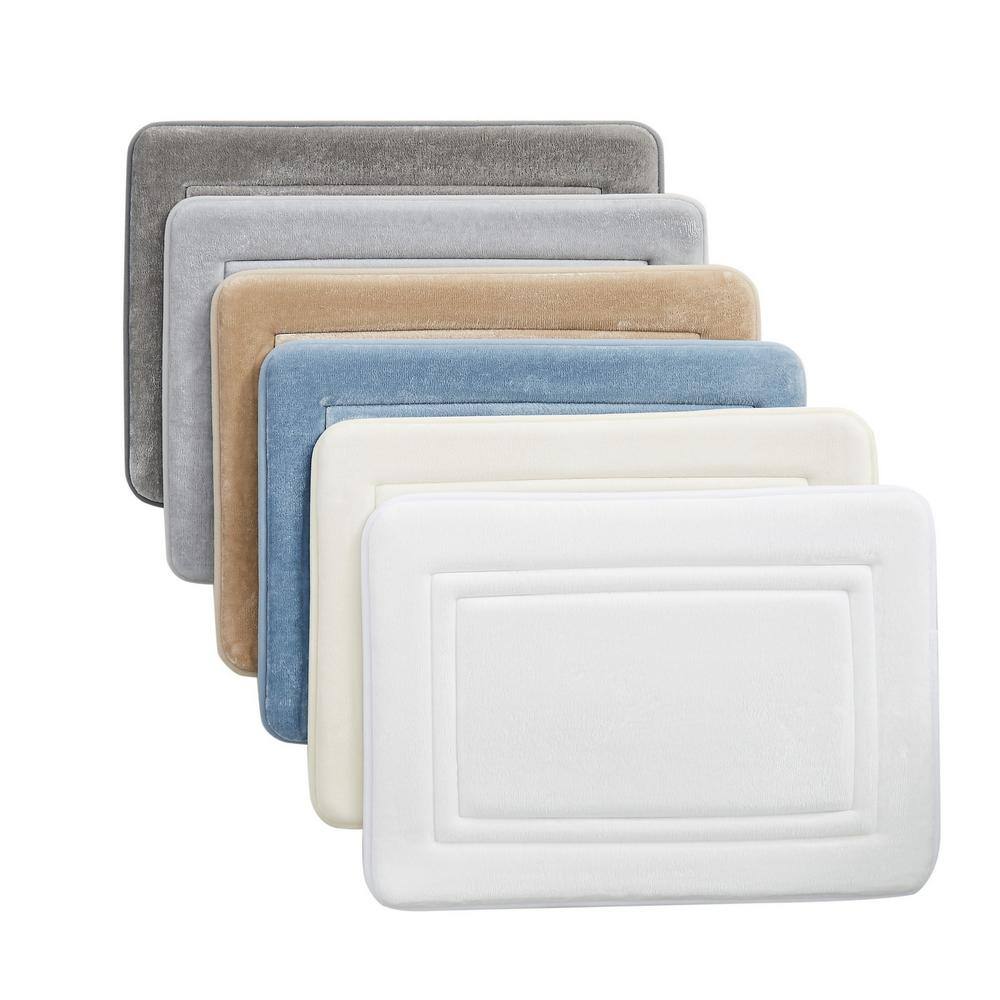 TRULY CALM HeiQ Light Grey 20 in. x 32 in. Antimicrobial Memory Foam Bath Rug