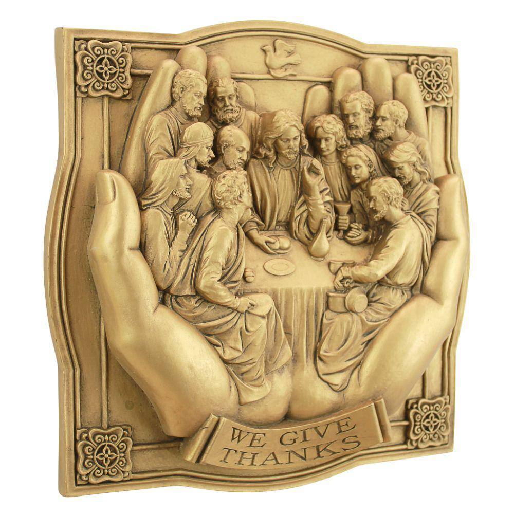 Design Toscano 10 in. x 10 in. Giving Thanks Lord's Supper Wall Sculpture