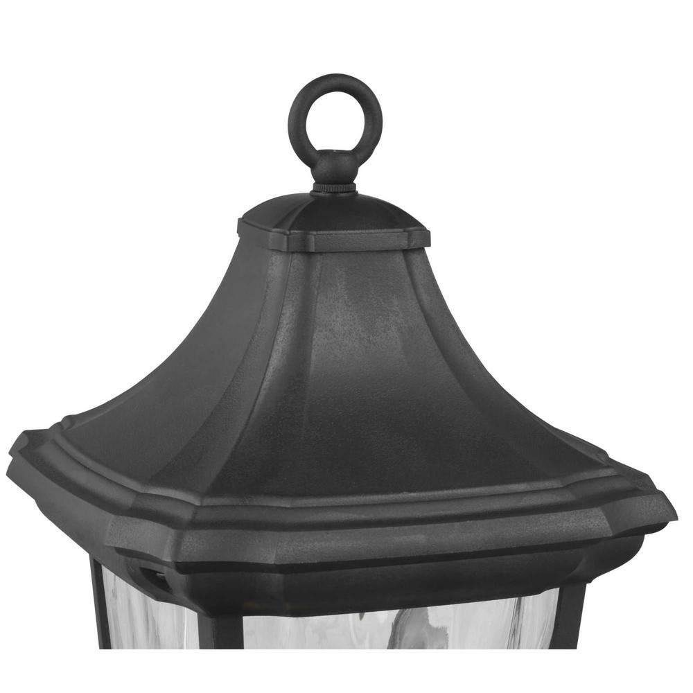 Progress Lighting Marquette Collection 1-Light Textured Black Clear Water Glass New Traditional Outdoor Post Lantern Light