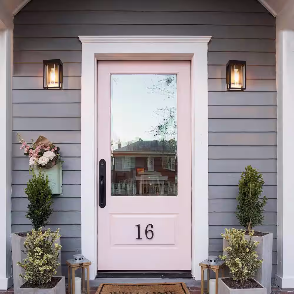 TRUE FINE 9 in. 1-Light Black Non Solar Outdoor Wall Lantern Sconce with Clear Glass (2-Pack)