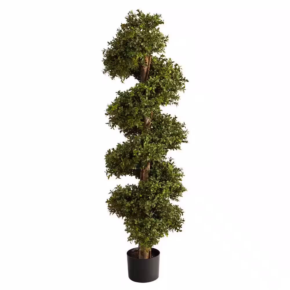 Nearly Natural 46 in. Artificial Boxwood Spiral Topiary Tree