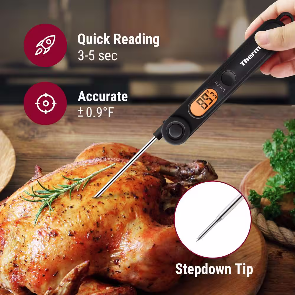 ThermoPro Black Digital Instant Read Meat Thermometer Food Candy Cooking Kitchen Thermometer