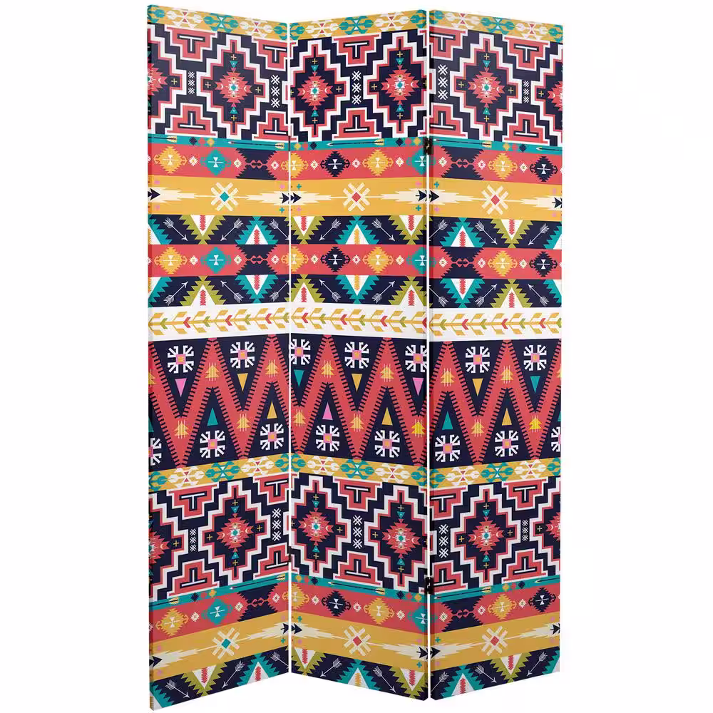 Oriental Furniture 6 ft. Ikat Printed 3-Panel Room Divider