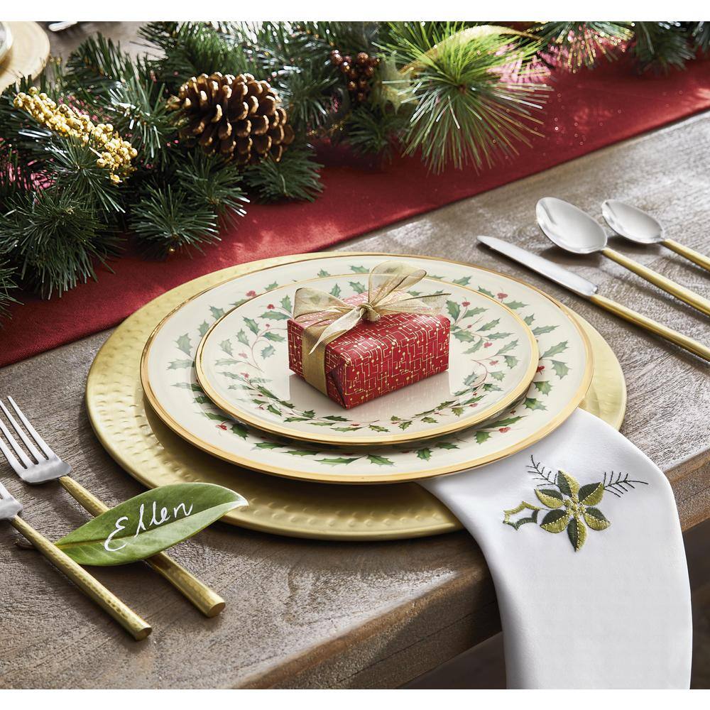 Old Dutch 13 in. Decor Champagne SS Hammered Rim Charger Plate (Set of 6)