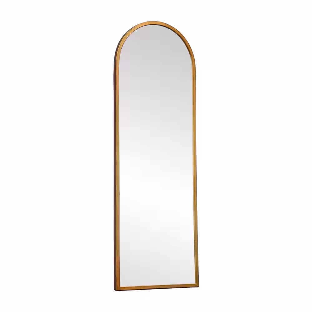 None 15.75 in. H x 47.625 in. W Antique Gold Arched Meatal Framed Decorative Mirror
