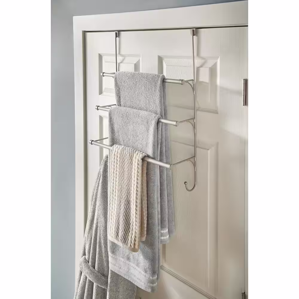 Franklin Brass Over-the-Door 3-Bar Towel Rack in Nickel