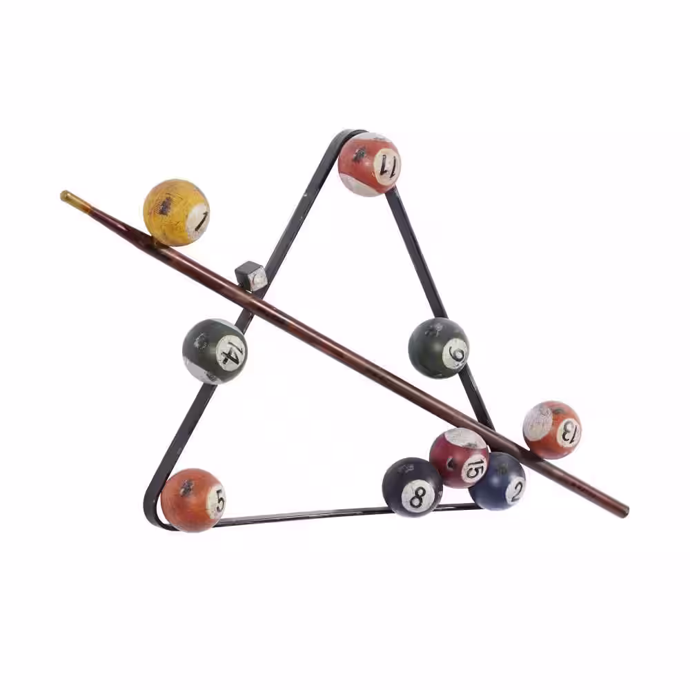 None Metal Multi Colored Pool Games Wall Decor