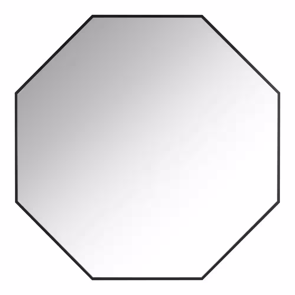 StyleWell Medium Modern Black Framed Octagon Mirror (27 in. W x 27 in. H)
