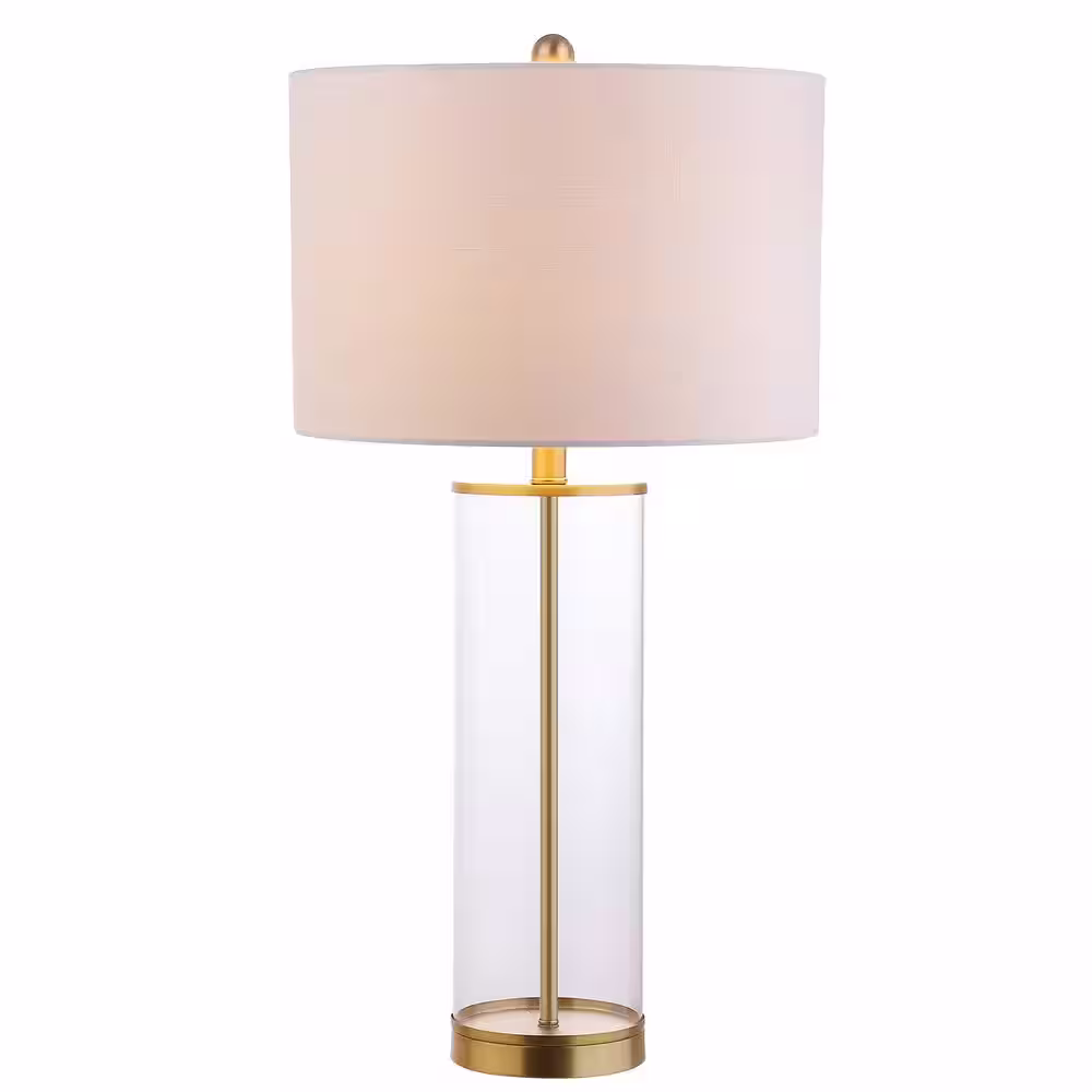 JONATHAN Y Collins 29 in. H Brass Gold Glass Table Lamp