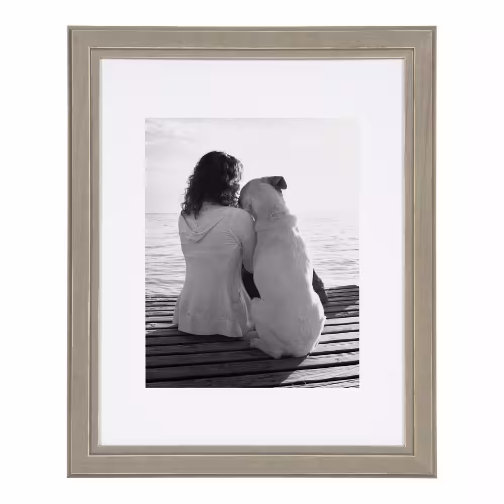 DesignOvation Kieva 11 in. x 14 in. Matted to 8 in. x 10 in. Gray Picture Frame (Set of 4)