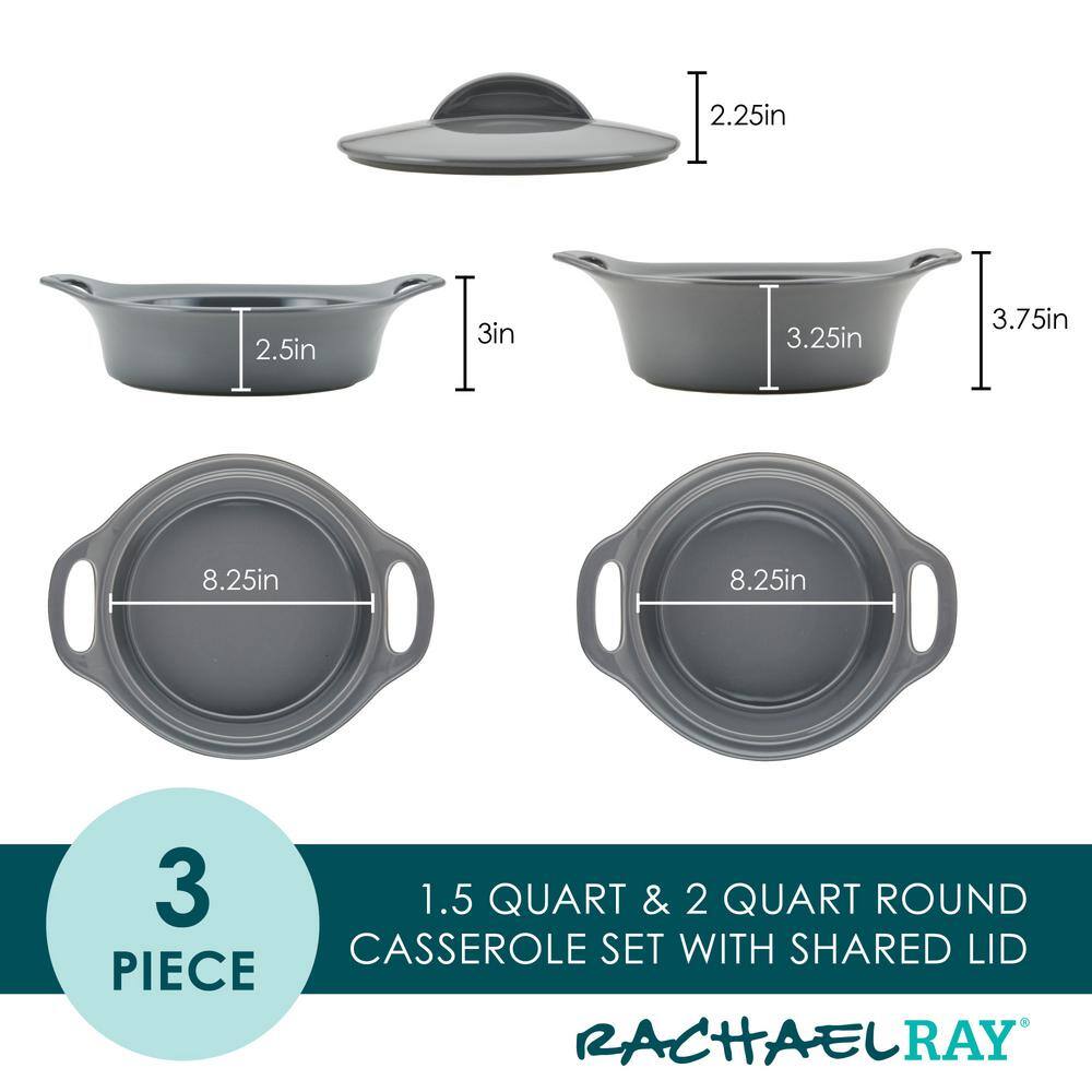 Rachael Ray 3-Piece Dark Gray Ceramic Bakeware Set