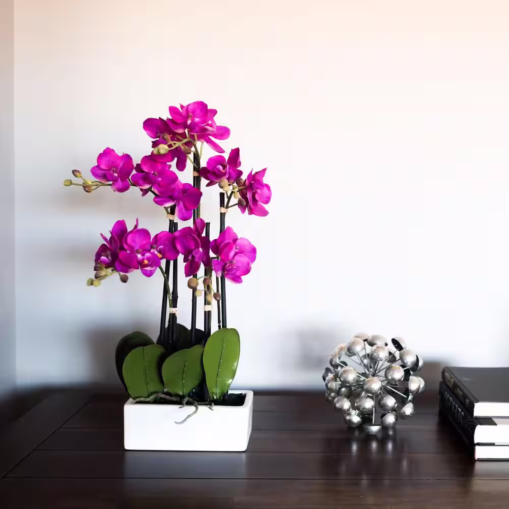 Vickerman 21 in. Artificial Purple Potted Orchid