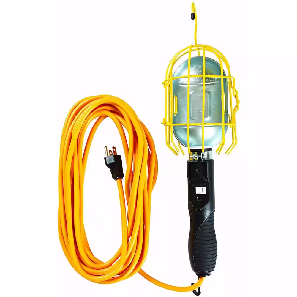 Yellow Jacket 75-Watt 25 ft. 16/3 SJT Incandescent Portable Guarded Trouble Work Light with Dual Hanging Hooks