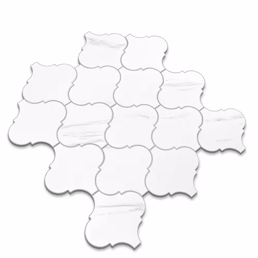 AVANT DECOR Zurich Calacatta Arabesque 10.48 in. x 10.66 in. 3.3 mm Stone Peel and Stick Backsplash Tile (6.21 sq. ft./8-Pack)