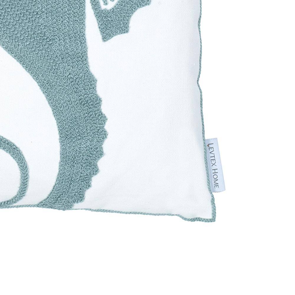 None Maui Blue Teal and White Seahorse Towel Stitch 18 in. x 18 in. Throw Pillow