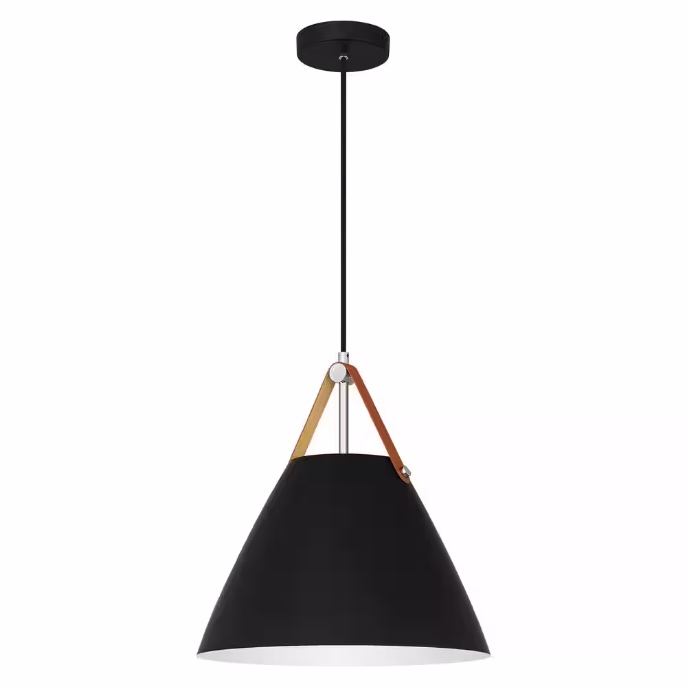 DSI Harper 1-Light Matte Black Pendant with Metal Shade