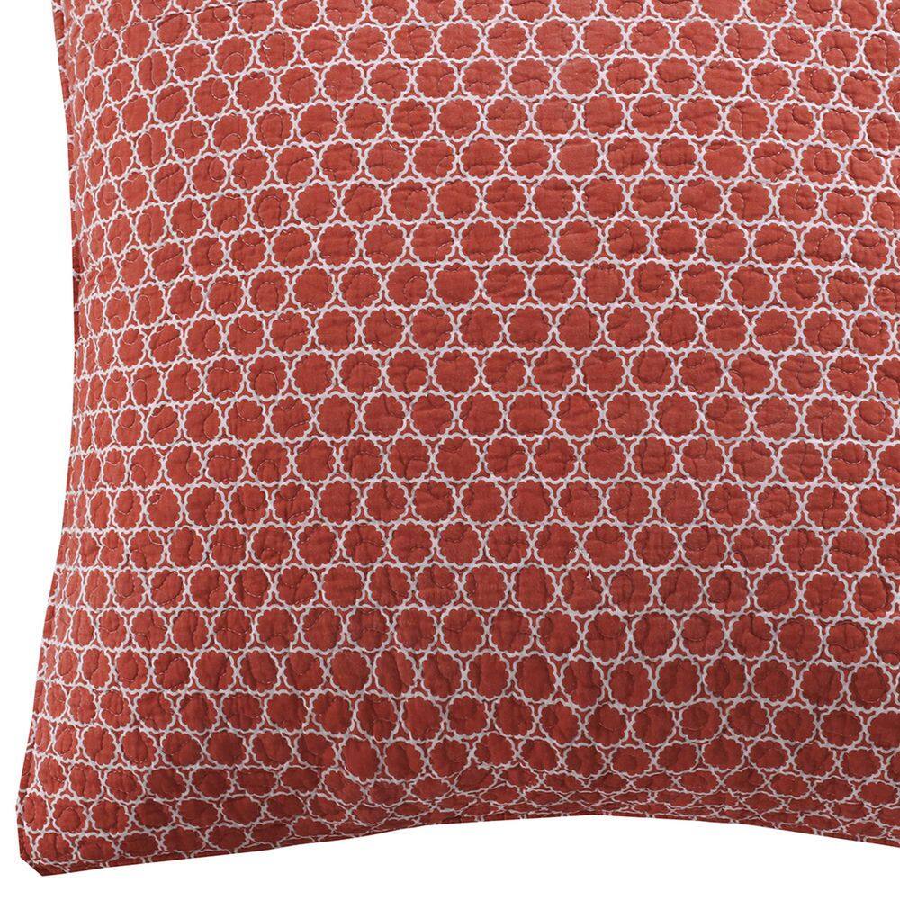 None Clementine Orange Geometric Quilted Cotton Euro Sham (Set of 2)