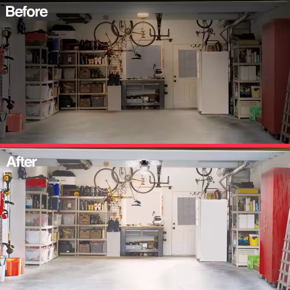 None 7.5 in. x 4.25 in. 6000 Lumens Single Pole Occupancy LED Flush Mount Motion Activated Garage Light