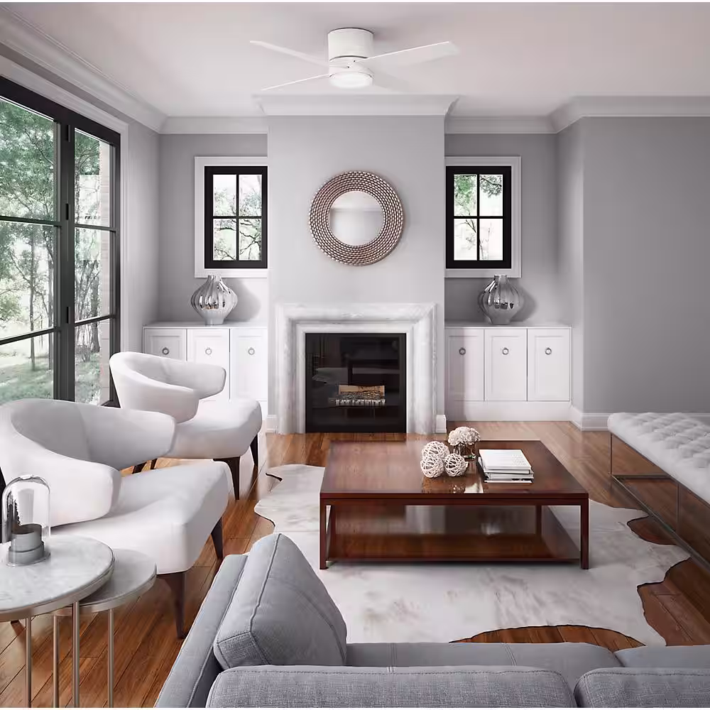 Hunter Advocate 54 in. Integrated LED Indoor Fresh White Low Profile Smart Ceiling Fan with Light and Remote Control