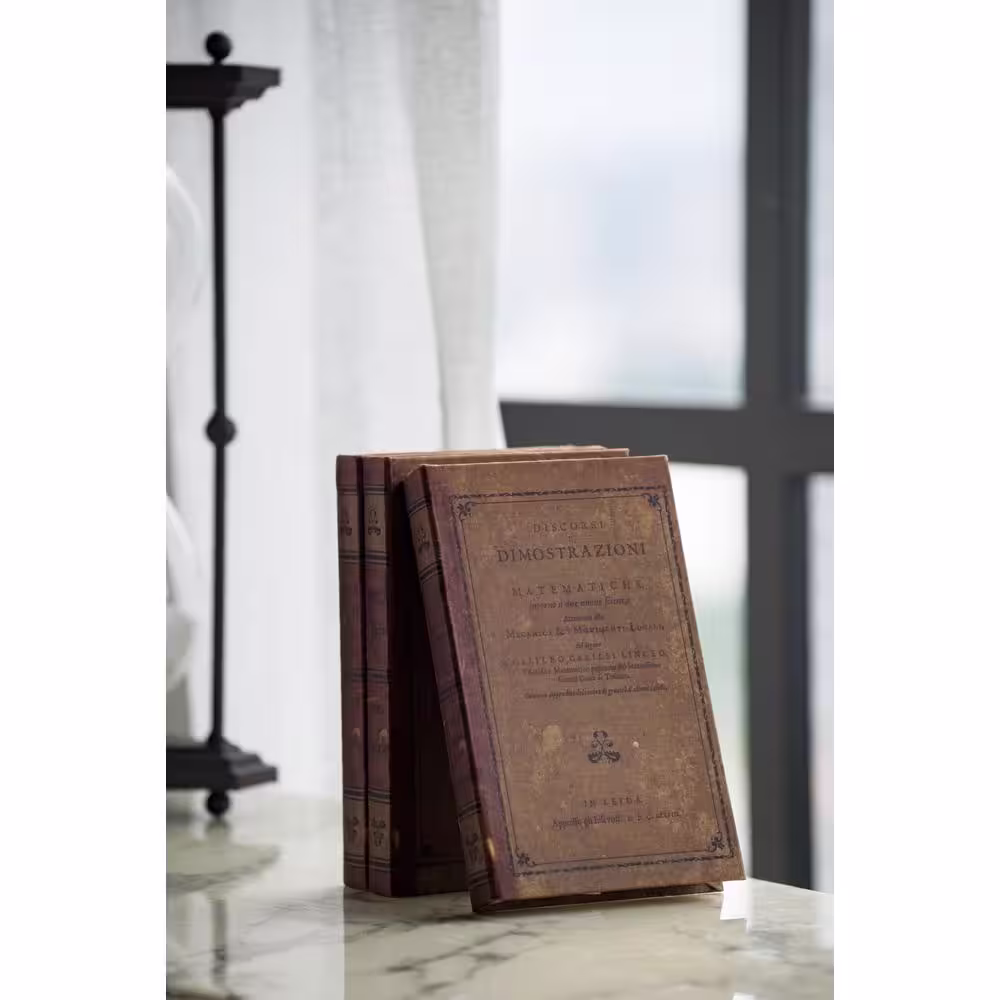 A & B Home Classic Vintage 5.5 in. Brown Book Box (Set of 3)