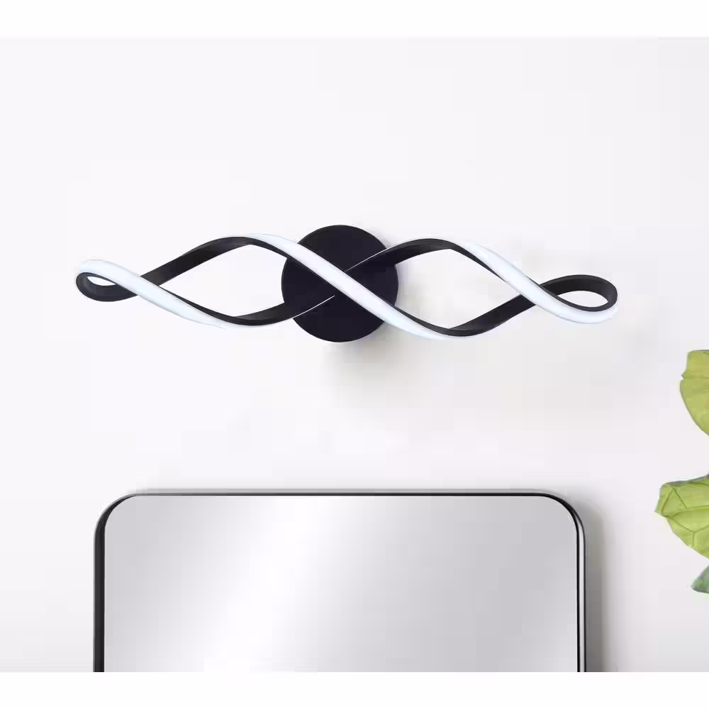 aiwen 26.6 in. 1-Light LED Modern Black Bathroom Vanity Light