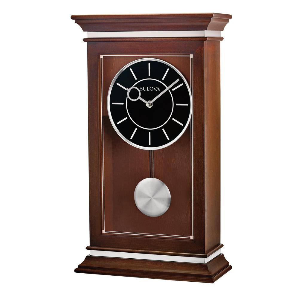 Bulova 20 in. H x 11.5 in. W Pendulum table clock with chime in an espresso finish