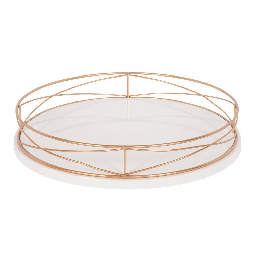 Kate and Laurel Mendel White/Rose Gold Decorative Tray