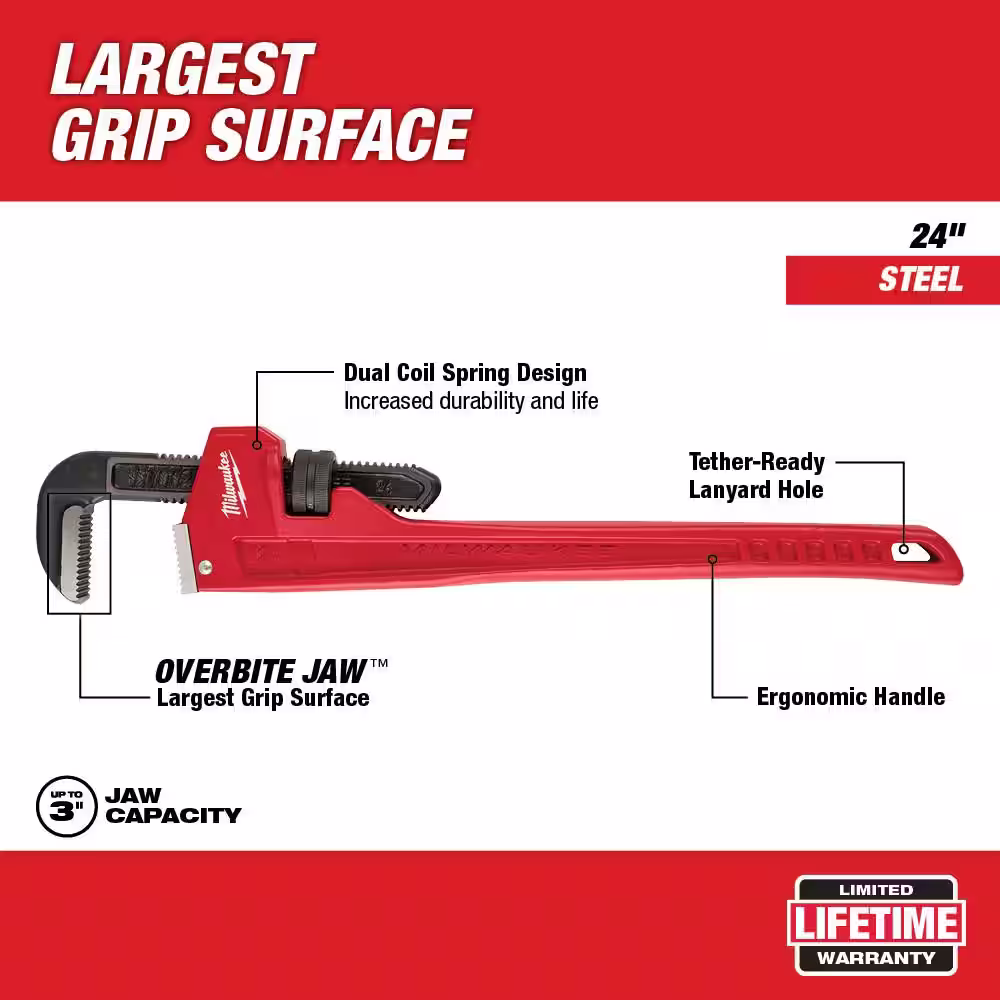 Milwaukee 24 in. Steel Pipe Wrench