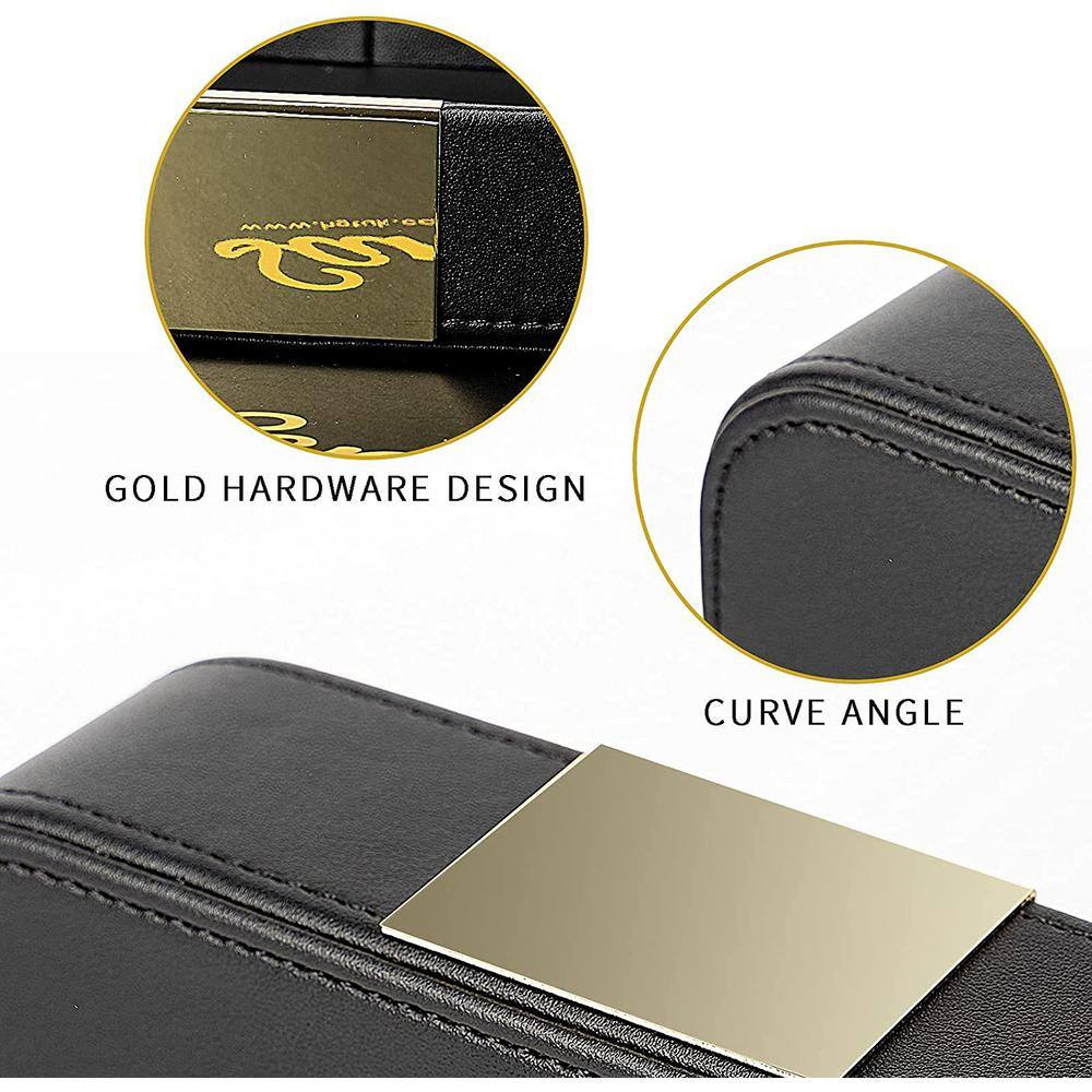 None 5.7 in. D x 8.4 in. W Black Leather Tray Desktop Storage Decorative Tray