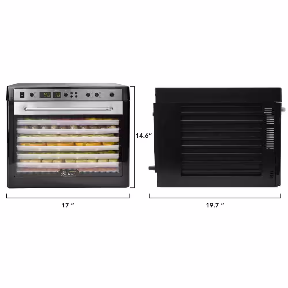 Tribest Sedona Combo 9-Tray Black Stainless Steel Food Dehydrator with Built-In Timer