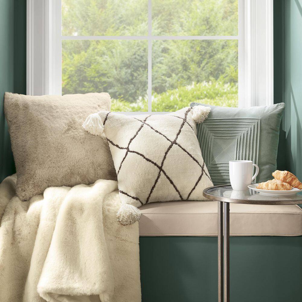 Home Decorators Collection Pale Blue Geometric Pleated 18 in. x 18 in. Square Decorative Throw Pillow