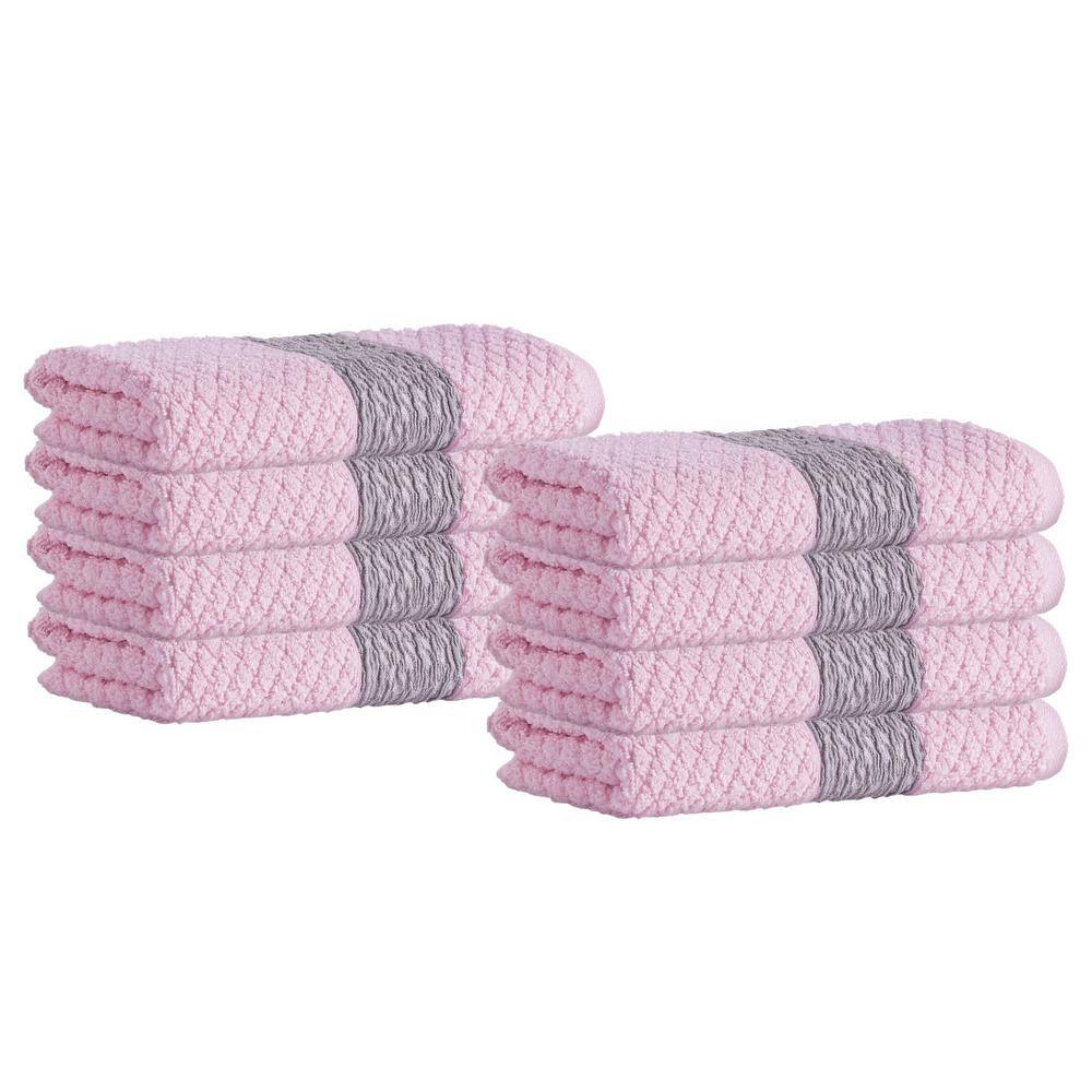 None Anton 8-Pieces Pink Turkish Cotton Hand Towels