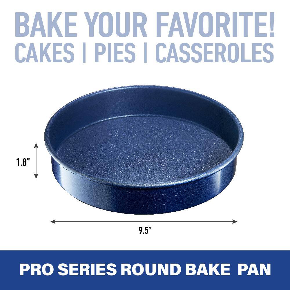 GRANITESTONE Pro Classic Blue 9 in. 0.8MM Gauge Diamond and Mineral Infused Nonstick Round Baking Pan