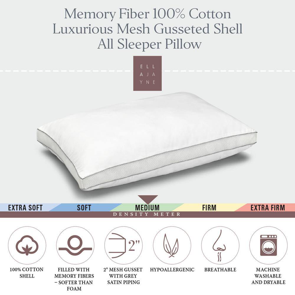ELLA JAYNE Memory Fiber Gusseted Soft 100% Cotton Standard Size Pillow