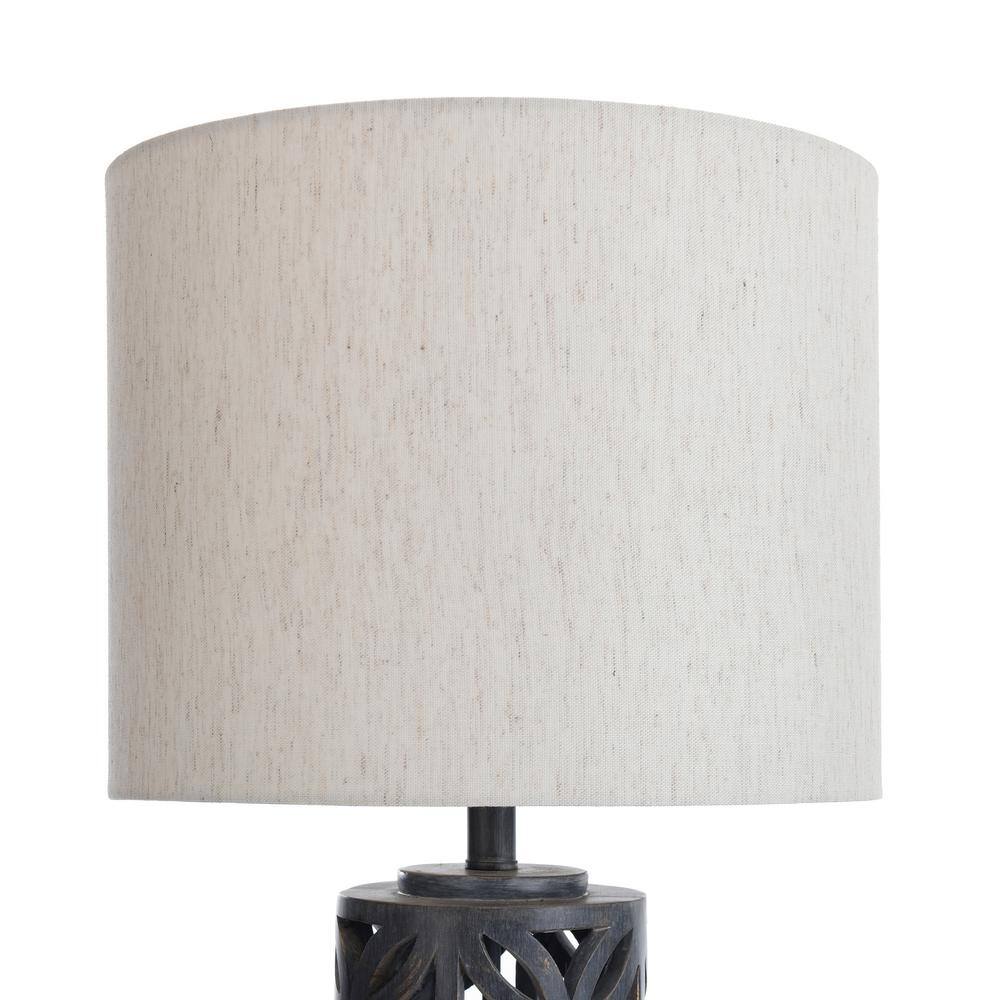 StyleCraft 31 in. Black Ceramic Lamp Body Base Indoor Table Lamp with Fabric Shade